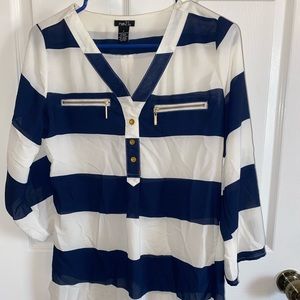 Rue 21: Stripped long blue and white blouse